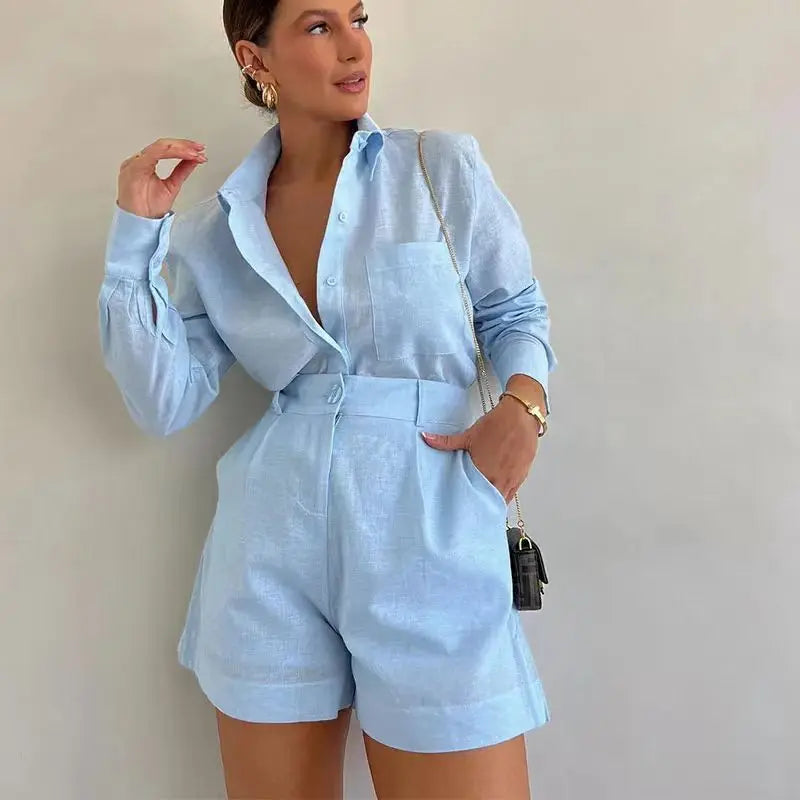 Women's Fashion Short Suit Pants Long-sleeve Suit Lady T Fashions
