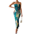 Side Slit Tie-dye Backless Sexy Sheath Dress Lady T Fashions
