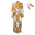 Fashion Women's Wear Printed Long Sleeve Pleated Dress Lady T Fashions