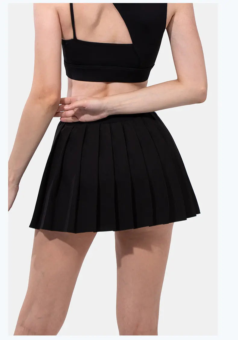 Pleated Exercise Skirt Anti-exposure Feather Tennis Yoga Skirts Lady T Fashions
