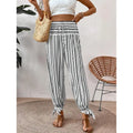Women's Fashion Striped Long Pants Side-Slit Design Trendy Casual Trousers Lady T Fashions