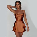 Sexy Suspender Skirt For Women Elegant Slim Strap Satin Backless Lace Up A-Line Short Dress Lady Lady T Fashions