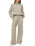 Solid Color Long-sleeved Sweater Trousers Suit Women's Suit Lady T Fashions
