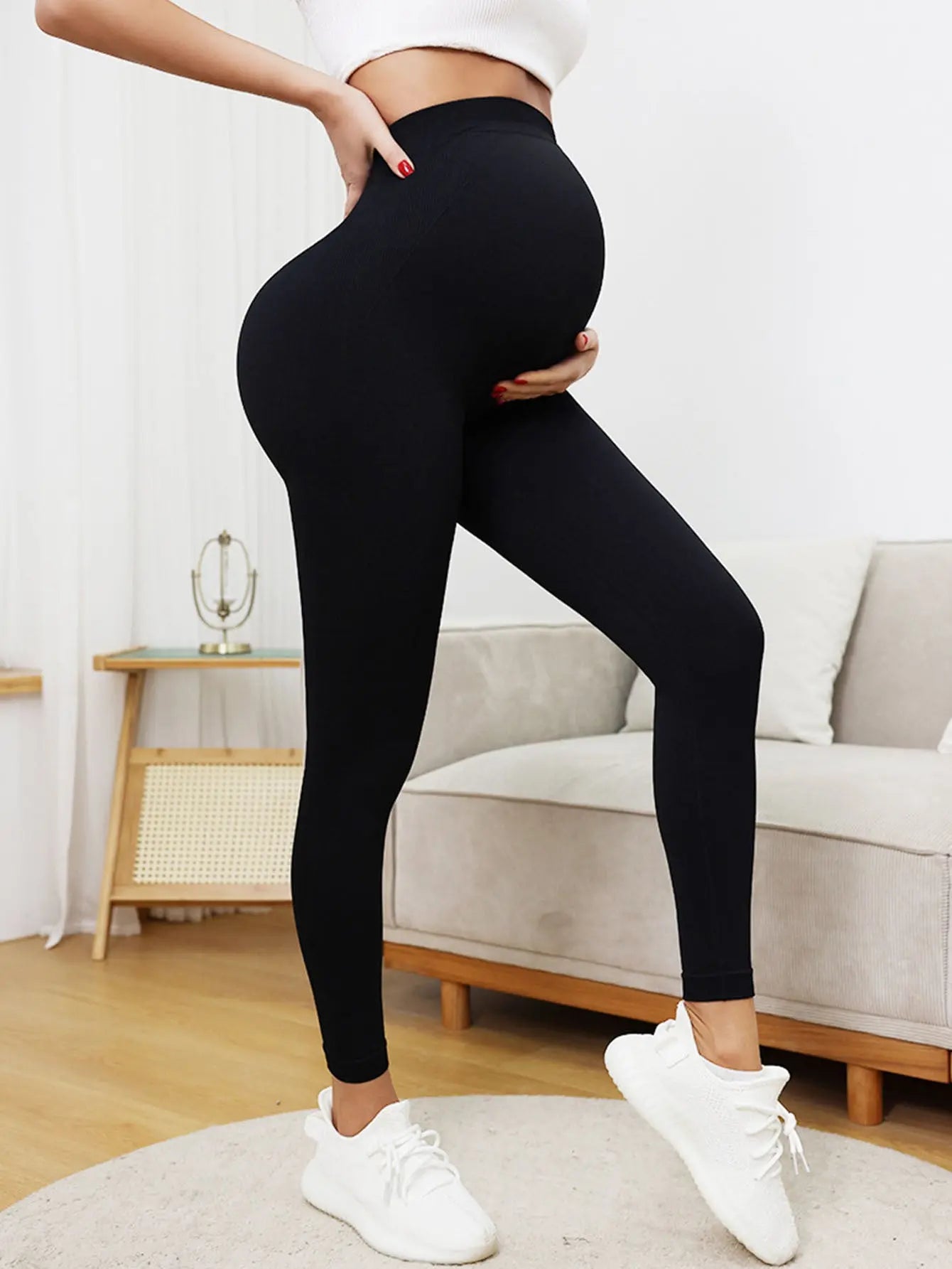 3 Pack Maternity High-Waisted Seamless Yoga Pants For Women - Tummy Support Fitness Leggings Lady T Fashions