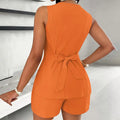 Women's 2 Piece Summer Outfit Sleeveless V-Neck Button Down Vest And Shorts Set Lady T Fashions