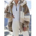 Multicolor patchwork hooded short fashion jacket Lady T Fashions