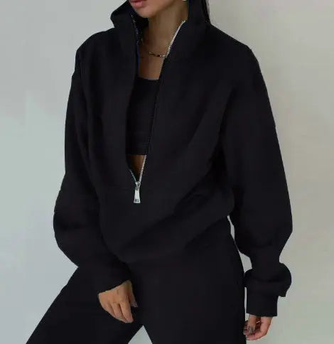 Women's Fashion Fleece Solid Color Sports Casual Suit Lady T Fashions