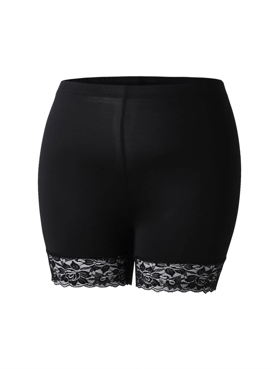 Plus Size Lace Edge Solid Color Tight High Elastic Bottoming Sports Ladies Shorts Lady T Fashions