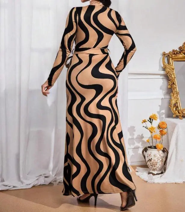 Women's New Dress With Waist Cinching And Tie Up, Long Stretch, Comfortable And Fashionable Dress Lady T Fashions
