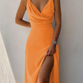 V-neck Slit Sling Dress Summer Fashion Sexy Slim Suspender Dresses For Women Clothing Lady T Fashions