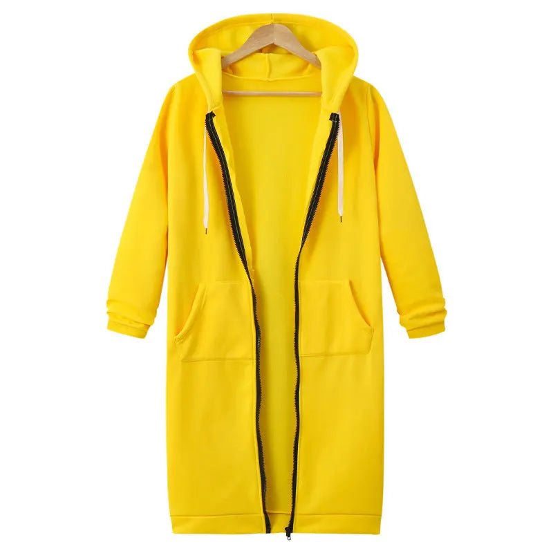 Hooded Long Sleeve Sweater Fleece Long Jacket Lady T Fashions