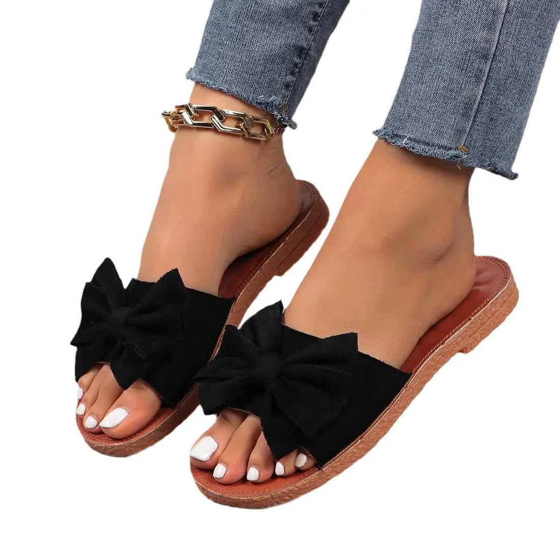Women's Cute Platform Beach Bow Flat Slippers Lady T Fashions