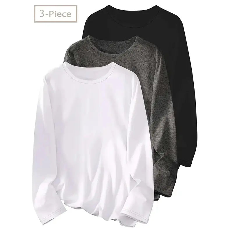 3 Pack Womens Plus Size Long Sleeve Shirts Crew Neck Basic Tee Tops Loose Fit Fall Outfits For Women 1X-5X Lady T Fashions