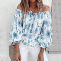 Womens Summer Off Shoulder Blouse Floral Print Ruffle Sleeve Casual Chiffon Tops Shirts Lady T Fashions