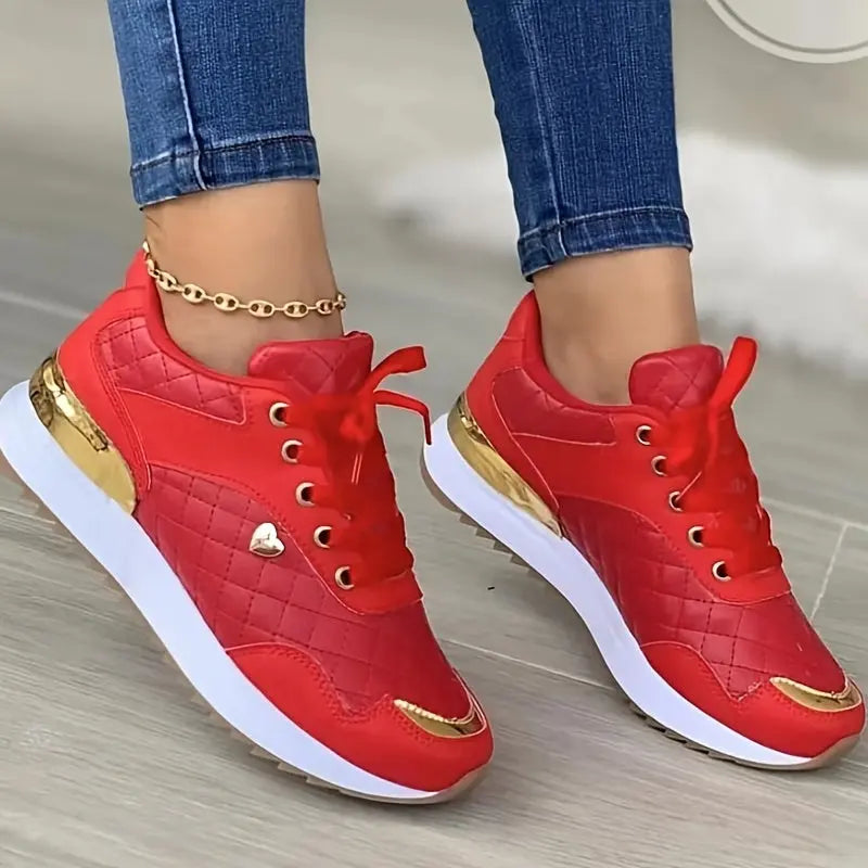 Women's Casual Sports Shoes, Fashion & Versatile Quilted Low Top Sneakers, Outdoor Non Slip Shoes Lady T Fashions