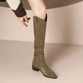 Women's Vintage Western Cowboy Boots - Knee-High Pull-On Boots with Chunky Heels, Western Booties for Women, Country Western Events & Everyday Outfits - Cowboy Accessories, Casual Wear, Lady T Fashions