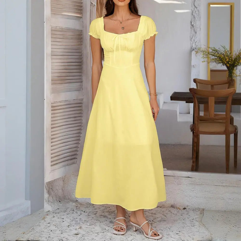 Women's Bohemian Backless Maxi Dress Flowy Ruffled Beach Dress With Adjustable Belt Summer Vacation Boho Dress For Casual Outings Lady T Fashions