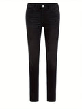 Plus Size Women's High-Waisted Stretch Skinny Jeans - 250-300 lbs Weight Capacity, Deep Black Heavy-Duty Stretch Fabric (Elastic) Pencil Pants, Beltless All-Season Slim Fit Jeans with Button Closure, Machine Washable Elegant Lady T Fashions