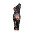Women's One Shoulder Bodycon Dresses Summer 2025 Ruched High Split Floral Beach Cocktail Wedding Guest Dress Lady T Fashions