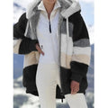 Multicolor patchwork hooded short fashion jacket Lady T Fashions