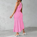 Women's Sexy Halter Neck Ruched Bodycon Midi Dresses Elegant Sleeveless Cocktail Party Dress Lady T Fashions