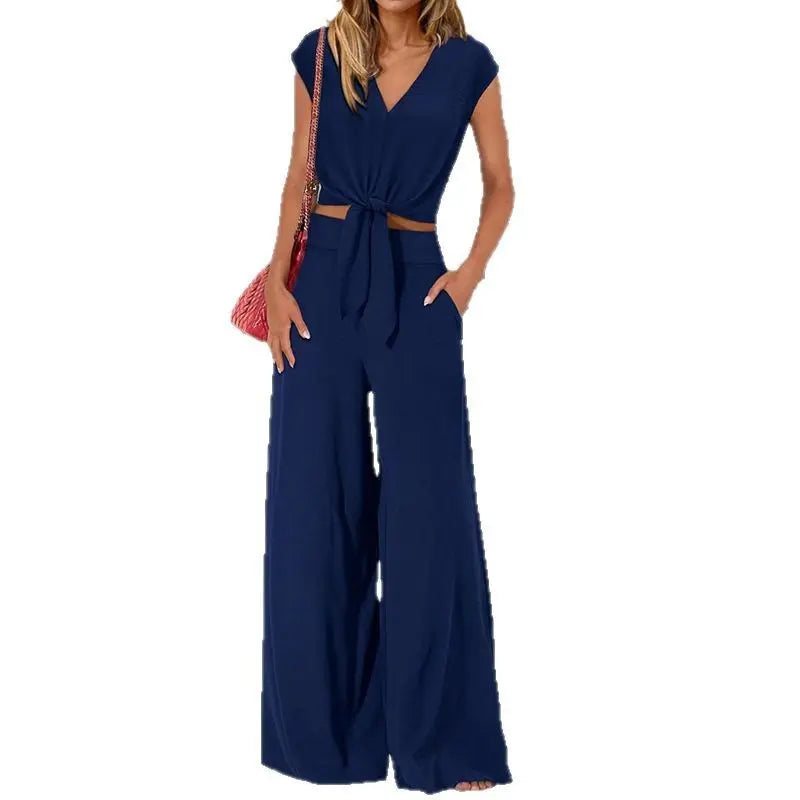 High Waist Slim-fit Wide-legged Pants Suit Lady T Fashions