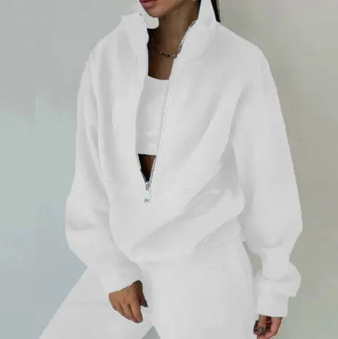 Women's Fashion Fleece Solid Color Sports Casual Suit Lady T Fashions