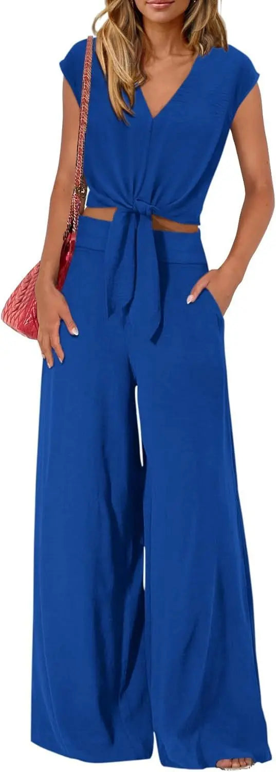 High Waist Slim-fit Wide-legged Pants Suit Lady T Fashions