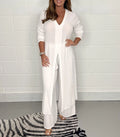 Women's Fashion Simple Solid Color Long Top Long Pants Set Lady T Fashions