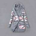 Autumn And Winter Jacket Printed Hooded Wool Liner Knit Midi Length Lady T Fashions