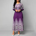 Women's Plus Size Elegant V-Neck Long Sleeve A-Line Dress With Starry Sky Print, Slim-Fit Flowy Maxi Dress For Holiday & Party Wear Lady T Fashions