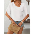 Womens Tops Dressy Casual 3 4 Sleeve Asymmetrical V Neck Work Shirts Blouses Lady T Fashions