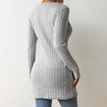 Elegant Women's Solid Color Slim-Fit Long Sleeve Top - Square Neck & Button Detail With Asymmetric Hem, Casual Fall&Spring Blouse Lady T Fashions