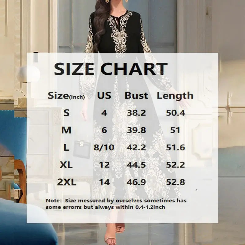 Women's Bohemian Floral Print Dress Ethnic Middle Eastern Style Long Sleeve Tiered Maxi Dress With Drawstring Waist Lady T Fashions