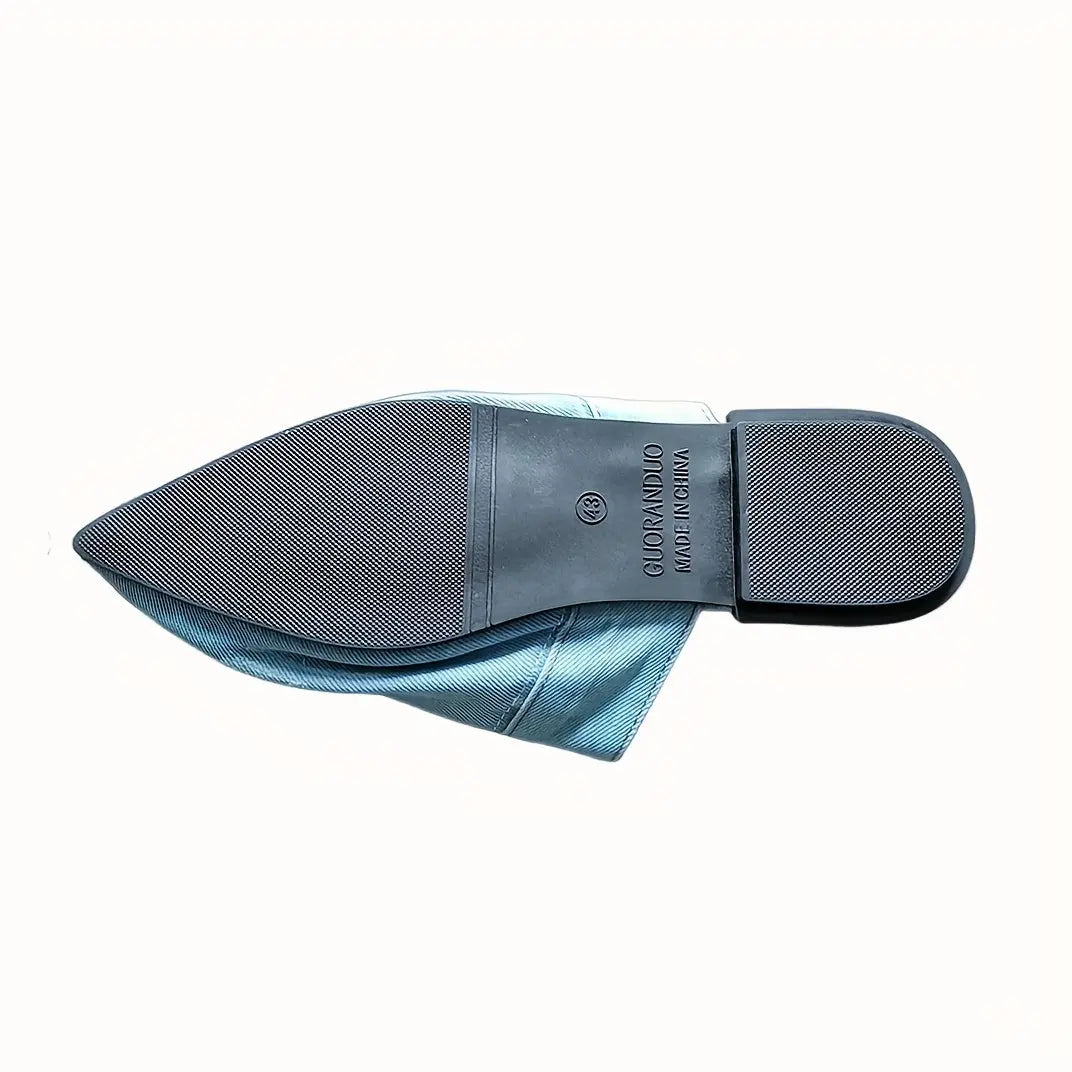 Women's Denim Flat Mules, Fashion Pointed Toe Slip On Non Slip Shoes, Casual Outdoor Slides Lady T Fashions