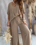 Women's Bat Sleeve Top Casual Pants Suit Lady T Fashions