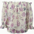 Womens Summer Off Shoulder Blouse Floral Print Ruffle Sleeve Casual Chiffon Tops Shirts Lady T Fashions