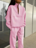 Long-sleeved Sports Sweatshirt Suit Fashion Stand-up Collar Zip-up Top And Elastic Band Trousers With Pocket Srping Fall Clothing For Women Lady T Fashions