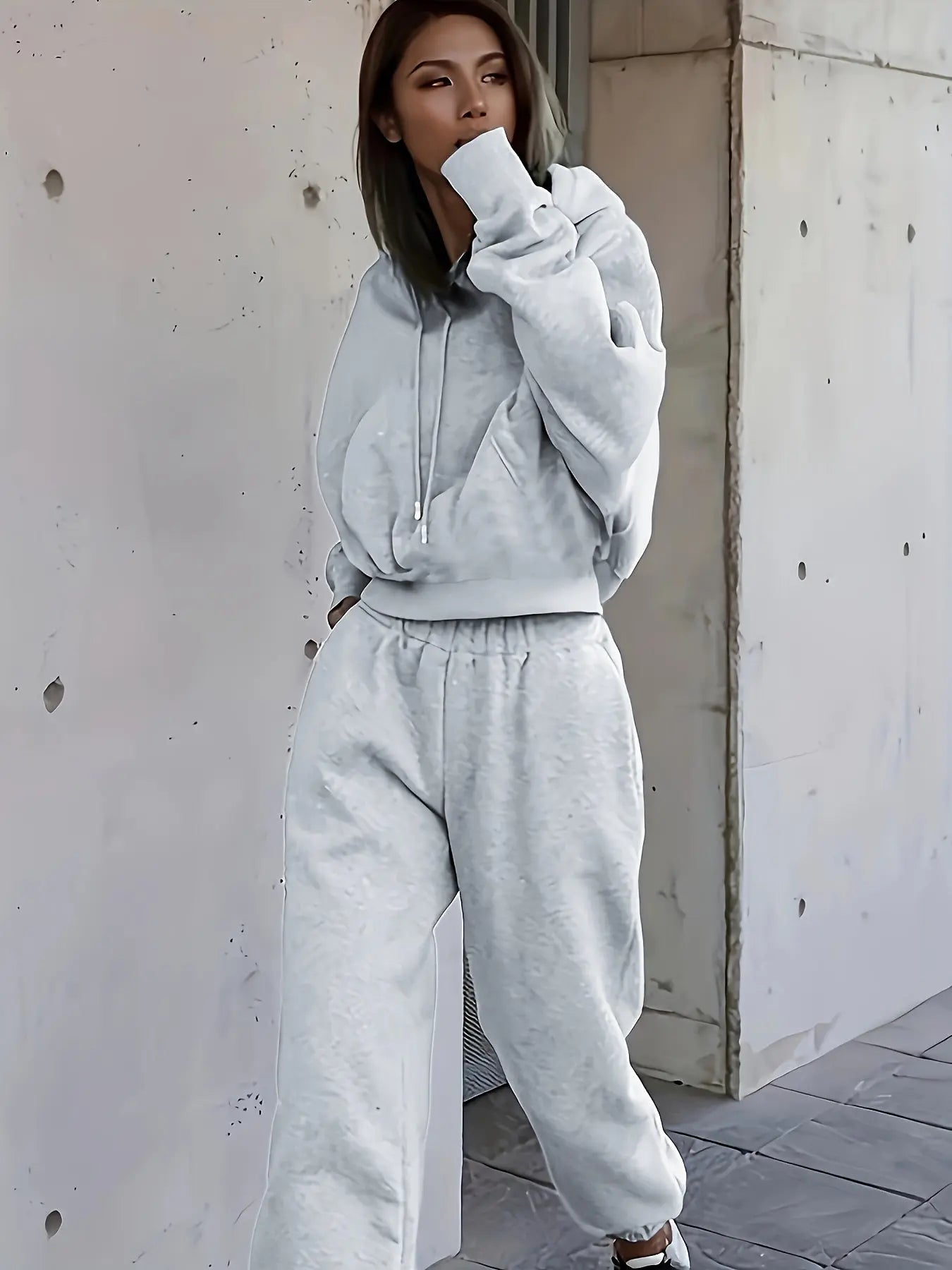 Women'S Cozy Red Hoodie & Sweatpants Set - Casual Long Sleeve Pullover with Pockets, Soft Polyester Blend, Perfect for Fall/Winter Lounging or Outdoor, Sweater Hoodie Lady T Fashions