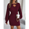 Womens Long Sleeve Sweater Dress Sexy Cut Out Bodycon Mini Fall Dress Trendy Ribbed Ladies Winter Sweater Lady T Fashions