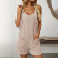 Womens Rompers Summer Casual Short Overalls Sleeveless Adjustable Tie Knot Strap Jumpsuits With Pockets Lady T Fashions