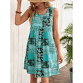 Women's Summer Dress Sleeveless Floral Boho Sundress Swimsuit Coverup Casual Loose Beach Vacation Tank Dresses Lady T Fashions
