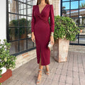 Women's Clothing V-neck Hip Dress Lady T Fashions