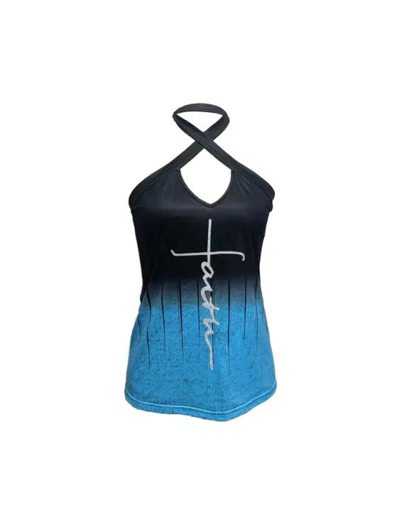 Ladies' Printed Backless Chest Hollow Hanging Neck Fashionable Casual Camisole Top Lady T Fashions