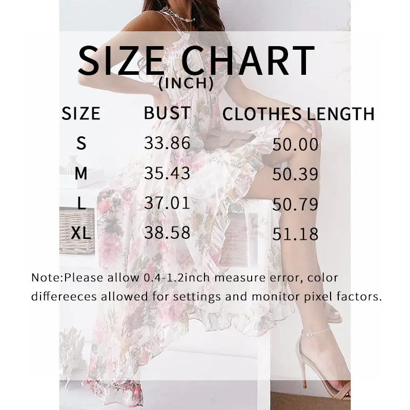 Women's Spaghetti Strap V-Neck Floral Sundress Flowy Fairy Style Summer Dress Lady T Fashions