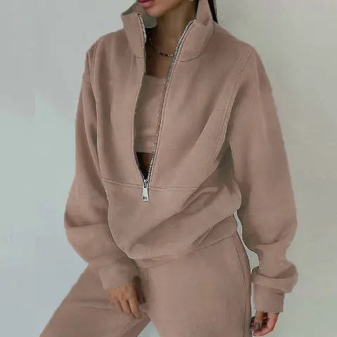 Women's Fashion Fleece Solid Color Sports Casual Suit Lady T Fashions