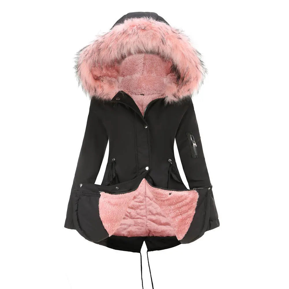 Parka Cotton-padded Coat Mid-length Hooded Lady T Fashions