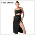 Women's Pure Color Halter Sleeveless Split Dress Lady T Fashions