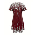Women's Summer Boho Dress Vintage Floral Print Short Sleeve T-Shirt Sundress Beach Casual Dress Lady T Fashions
