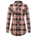 Plaid Pouch Button Cuff Comfort And Casual Printed Women's Shirt Lady T Fashions